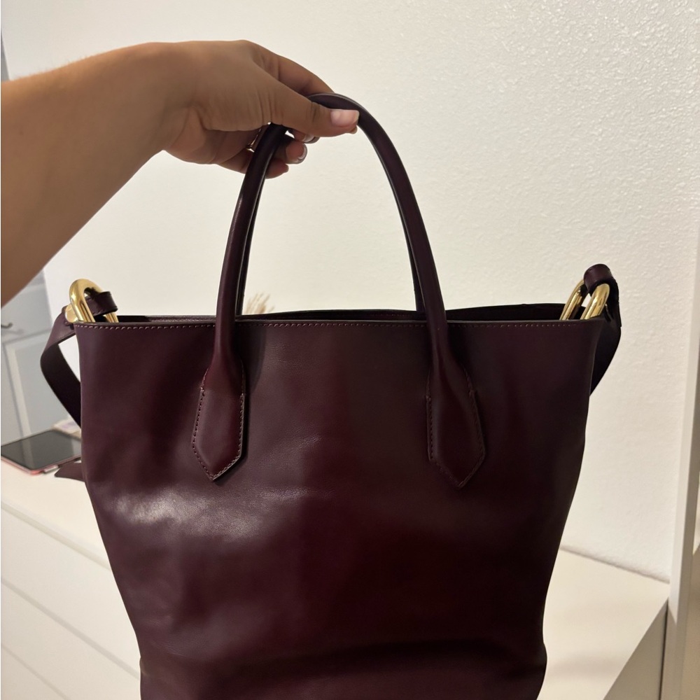 J. Crew Brown Leather Tote Bag with Structured Design